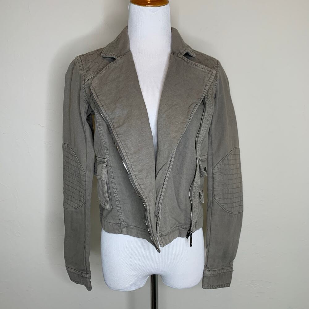 Michael Stars Khaki Military Style Jacket XS Moto Army Green Taupe